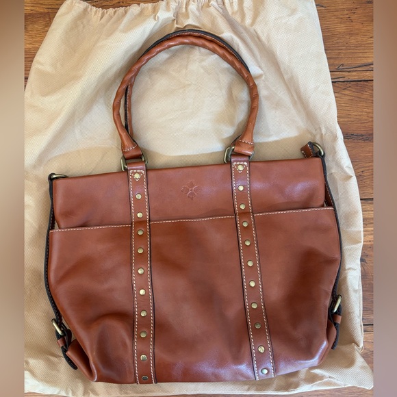 Patricia Nash Brown Leather Tote Bag with Gold Studs - Picture 1 of 3